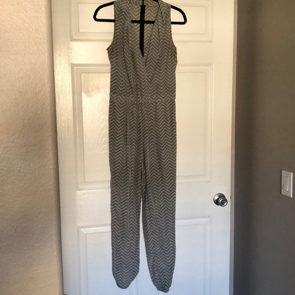 Halogen black and white chevron pant jumpsuit